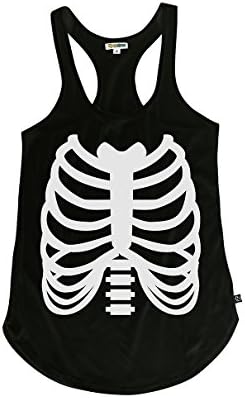 Halloween Women’s Skeleton Costume Shirt - Adult Monster Tank Top for Women - Printed Front on Polycotton Blend