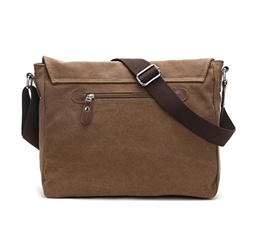 Durable Fashion Vintage Canvas Messenger Bag Laptop Bag Ipad Bag Bookbag Satchel Crossbody Bag Shoulder Sling Bag Shopping Bags Outdoor Sports Travel Casual Weekend Bag for Men and Women (Coffee)