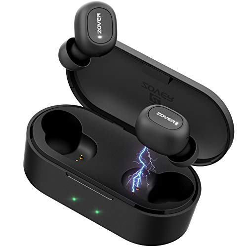 ZOVER Wireless Earbuds Bluetooth 5.0 Headphones TWS True Wireless Stereo IPX7 Waterproof in-Ear Wireless Charging Case Built-in Mic Headset Premium Sound with Deep Bass for Running Sport