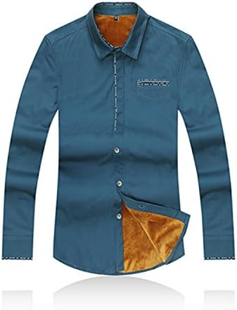 Havadi Shirts Plus Velvet New Fashion Casual Men Shirt Long Sleeve Trend Slim Fit Men Mock Pocket Mens Dress Shirts Men Clothes Diamond Blue Velvetxxl