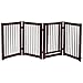 Giantex Dog Gate with Door - 30''H × 80''W Wooden Pet Gate with Walk Through Door, Foldable Freestanding 4 Panels Pet Safety Fence Extra Wide for Doorway Stairs House Deck Yard, Dark Cherry Brown