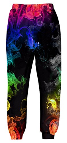 Belovecol Mens Womens Sweatpants Colorful Smoke Graphic Joggers Pants Casual Track Trousers with Elastic Waist Drawstring M