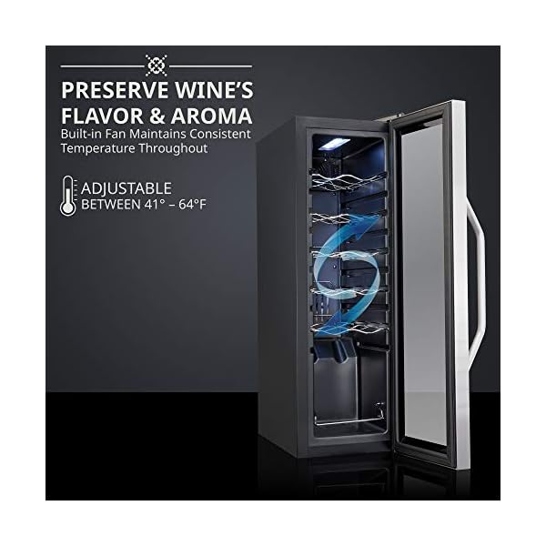 Ivation-12-Bottle-Compressor-Wine-Cooler-Refrigerator-wLock-Large-Freestanding-Wine-Cellar-For-Red-White-Champagne-or-Sparkling-Wine-41f-64f-Digital-Temperature-Control-Fridge-Stainless-Steel
