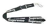 Urban Fashion Streetwear Lanyard, Neck Strap Keychain Holder for Keys, Phones, Bags, Accessories (Black w/White Letters)
