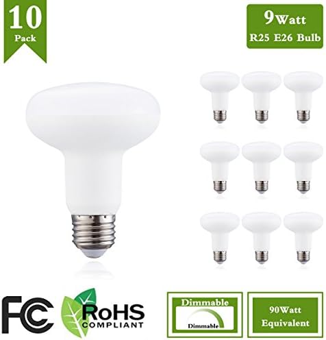 (Pack of 10)R25 R80 LED Household Light Bulb 9W(90Watt Equivalent) Medium Screw E26 Base Daylight White 5000K Reflector 900 Lumens Energy-saving lamp, 120Volt 120 Beam Angle, Dimmable