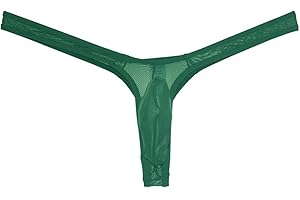 JAXFSTK Men's Minimal Coverage Bulge Thong Underwear See-through Mesh Mini Bikini Tangas