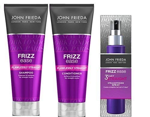 John Frieda Frizz Ease TADELLOS GERADE TRIO Shampoo + Haarspülung 250ml each 3 Day STRAIGHT Spray 100ml250ml each