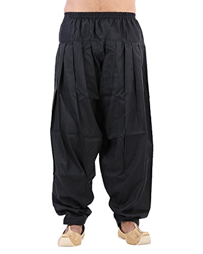 Royal Kurta Men's Silk Blend Patiala Salwar Alladin Pant Free Size Black