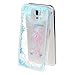 Galaxy S5 Case, ikasus Galaxy S5 Bling Case, Glitter Case for Galaxy S5, Creative Design Flowing Glitter Floating Bling Glitter Sparkle Love Heart Hard Case for Samsung Galaxy S5 SV I9600 (Love:Blue)