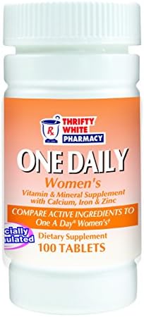 Thrifty White One Daily Women'sVitamin & Mineral Supplement with Calcium, Iron & Zinc - 100 Tablets