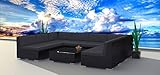 Urban Furnishing Black Series 9 Piece Wicker Rattan Patio Sectional Sofa Couch Set