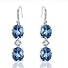 Caperci Sterling Silver Oval Ocean Blue Sapphire Triple Drop Earrings for Women