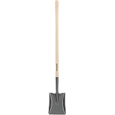 Truper Tru Built Square-Point Shovel, 45-Inch Wood Handle with 9-Inch Cushion Grip, Rolled Step Steel Blade, Heavy-Duty Scooping and Transfer Shovel (Model PCL-PE / 31174)