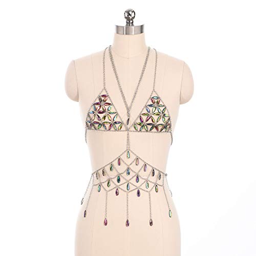 Victray Boho Sequins Body Chains Tassel Beach Body Chain Bra Fashion Harness Charm Body Accessories Jewelry for Women and Girls (1)