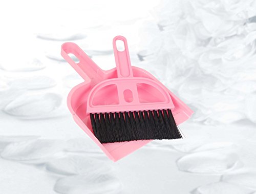 Krishna Handmade INDIAN Plastic Table Cleaning MINI BRUSH with TRAY/Dustpan and Brush Set/High Quality PET Fibers/MINI - Handy Set/Size - Small/Colour - Pink/[Krish-Misc-PL11] - Thumbnail 3