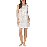Eileen West Sleepwear & Loungewear for Women – Poetic Woven Lawn Collection - 100% Cotton Lightweight Sleeveless Nightgown