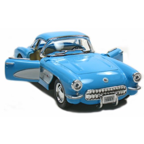 Set of 4: 5" 1957 Chevy Corvette 1:34 Scale (Black/Blue/Red/White) by Kinsmart