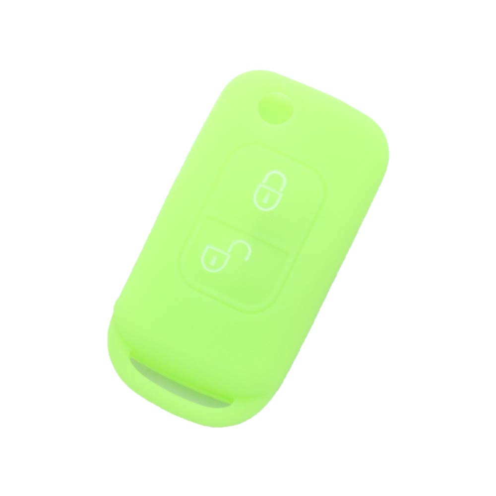 BROVACS Silicone Cover Protector Case Holder Skin Jacket Compatible with MERCEDES BENZ 2 Button Flip Remote Key Fob CV9952 Neon Green