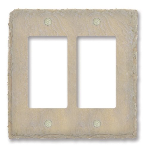 Amerelle 8345RRA Faux Slate Double Rocker Wallplate, Almond