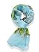 V28 Womens 100% Silk Butterfly Pattern Lightweight Soft Scarf (Light Blue)