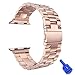 Apple Watch Band, Creazy Stainless Steel Strap Watch Band+Adapter+Case Cover for Apple Watch 42mm (Rose Gold)