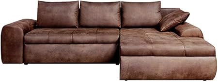 Lifestyle4living Ecksofa Mit Schlaffunktion Und Bettkasten In Braun Gemutliches Mikrofaser L Sofa Im Vintage Look Mit Stauraum Inkl 4 Ruckenkissen Amazon De Kuche Haushalt