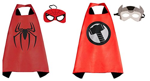 Athena Dress Up - Thor & Spiderman - 2 Capes, and 2 Masks Gift Box Included