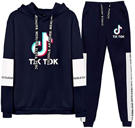 GD0001 2019 Women's TIK-Tok Letter Print Long Sleeve Hoodie Pullover Sweatshirt with Pants 2 Piece Outfits Tracksuits