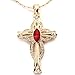 FC JORY Rose Gold Plated Cross Pendant Crystal Red Chain Necklace