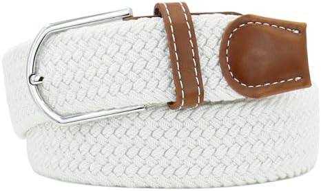 MARSHAL White Braided Elastic Stretch Belt With Metal Buckle  display picture 1
