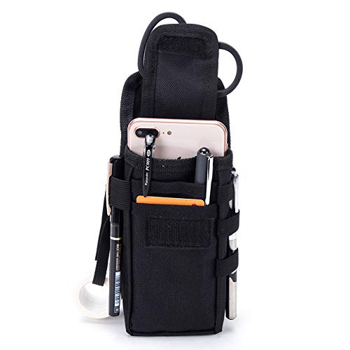 Tactical Tool Belt Pouch Holster, Multi-Purpose Tool Holder, Practical Carrying Case Belt Loop Pouch Men's Waist Pocket Trauma Shears,Scissors, Medical Supplies, Penlight (Black With Belt Clip)