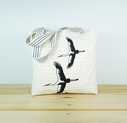 Organic Japanese Crane Canvas Tote Bag