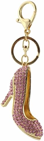 HIGH HEEL Key Chain is Embellished with Pink Crystal Rhinestones.Gold Clasp &amp; Ring.Cute Gift for Your Shopping Pal