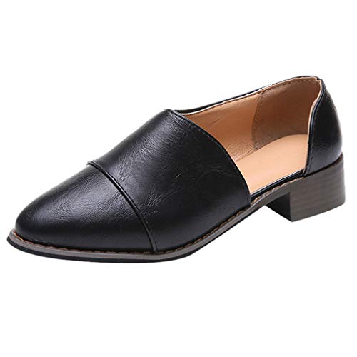 Sale! Teresamoon Women Pointed Toe Shoes Shallow Square Heels Slip-On Casual Single Shoes Black - Thumbnail 7