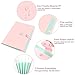 Phyxin Expanding File Folders 5 Pockets Document Organizer A4 Letter Size Plastic File Folder with Lables Document Holder for Business School Supplies Pink