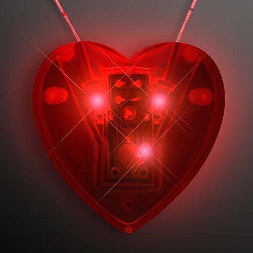 Red Flashing LED Light Up Heart Necklace