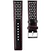 Perforated Sport D-1 Padded Leather Watch Band in Jet Black & Red Stitch 22mm