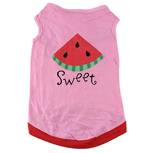 Howstar Pet Shirt, Printed Puppy Shirt Dog Clothes Soft Vest for Summer Pet Apparel (M, Pink) - Thumbnail 3