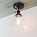PERMO Modern Small Semi Flush Mount Ceiling Pendant Light Glass Ceiling Lights Hallway Fixtures with Funnel Glass Lampshade, 1-Light (Black)