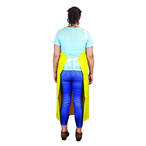 SAFE HANDLER Heavy Duty Nitrile Industrial Bib Apron, Chemical and Oil Resistant (Yellow)