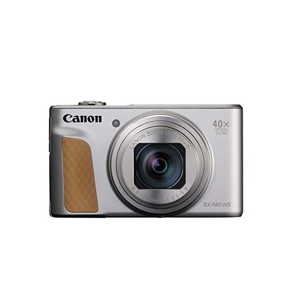 Canon PowerShot SX740 HS Digitalkamera (20,3 MP, 40-fach optischer Zoom, 7,5cm (3 Zoll) Display, DIGIC 8, 4K Ultra HD, HDMI, WLAN, Bluetooth, Blendenautomatik, Zeitautomatik), silber