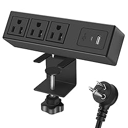 Desktop Clamp Power Strip with USB, Surge Protector