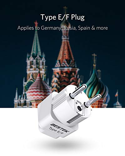 image for BESTEK Europe Travel Plug Adapter, Grounded Universal Type E/F Plug Ad