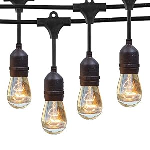 Image of NIOSTA 24Ft Waterproof Outdoor String Lights 12 Hanging Vintage Edison Incandescent Bulbs Commercial Grade Market Lights Create Ambience in Bistro Gazebo Backyard Party Tent