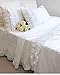 2-Pack White Pillow Shams Shabby Chic Pillowcases with Lace Ruffles Vintage Pillow Covers Cotton Queen Size 20