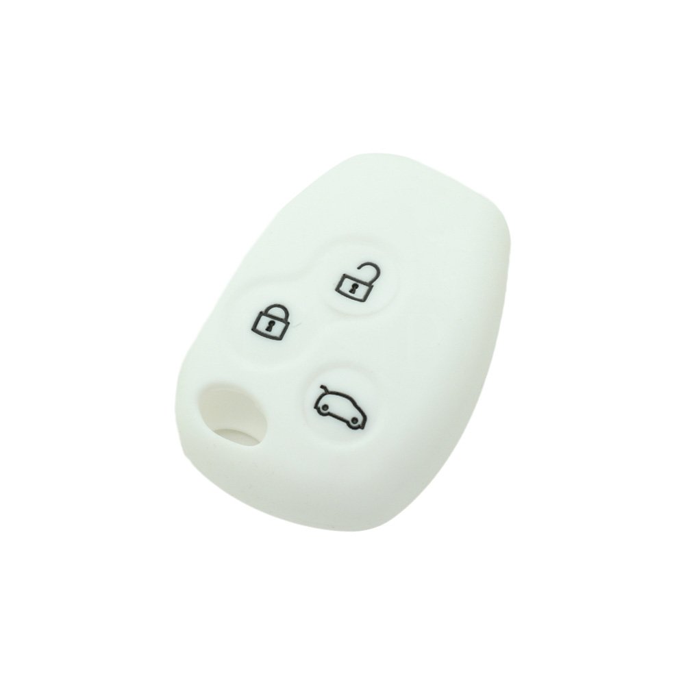 BROVACS Silicone Cover Protector Case Holder Skin Jacket Compatible with RENAULT 3 Button Remote Key Fob CV9300 White