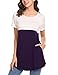 Tunic Blouses for Leggings for Women, Colorblock Short Sleeve Flowy A Line Plus Size Loose Summer T-Shirt Tops XL,Purple
