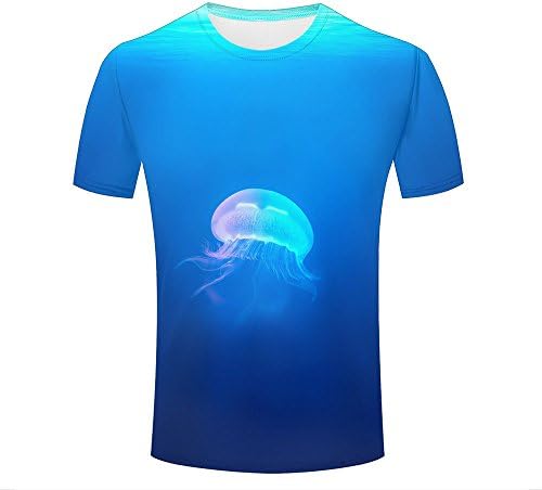3D T-Shirt Blue Jellyfish in Ocean Print Couple Tees XL