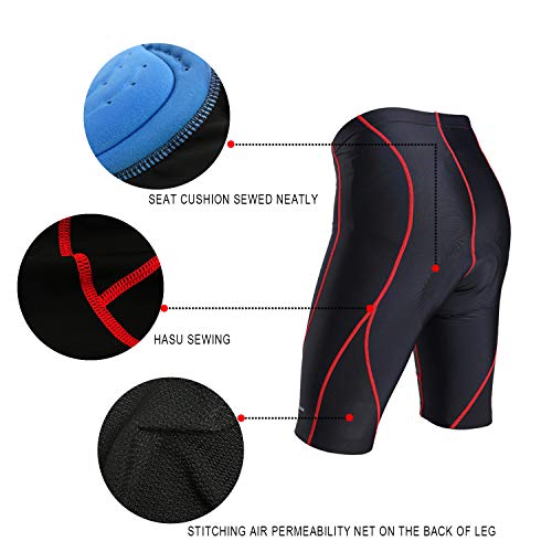 LEADER CYCLING Men's Cycling Shorts 3D Gel Padded Biking Bicycle Bike Pants Breathable Anti-Slip (L, Black-01)