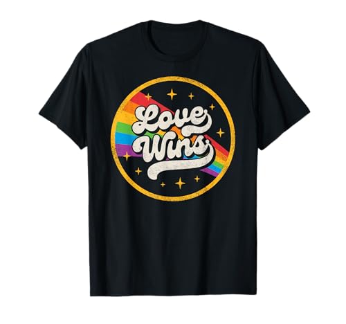 LGBTQ Love Wins Gay Pride LGBT Ally Rainbow Flag Vintage T-Shirt